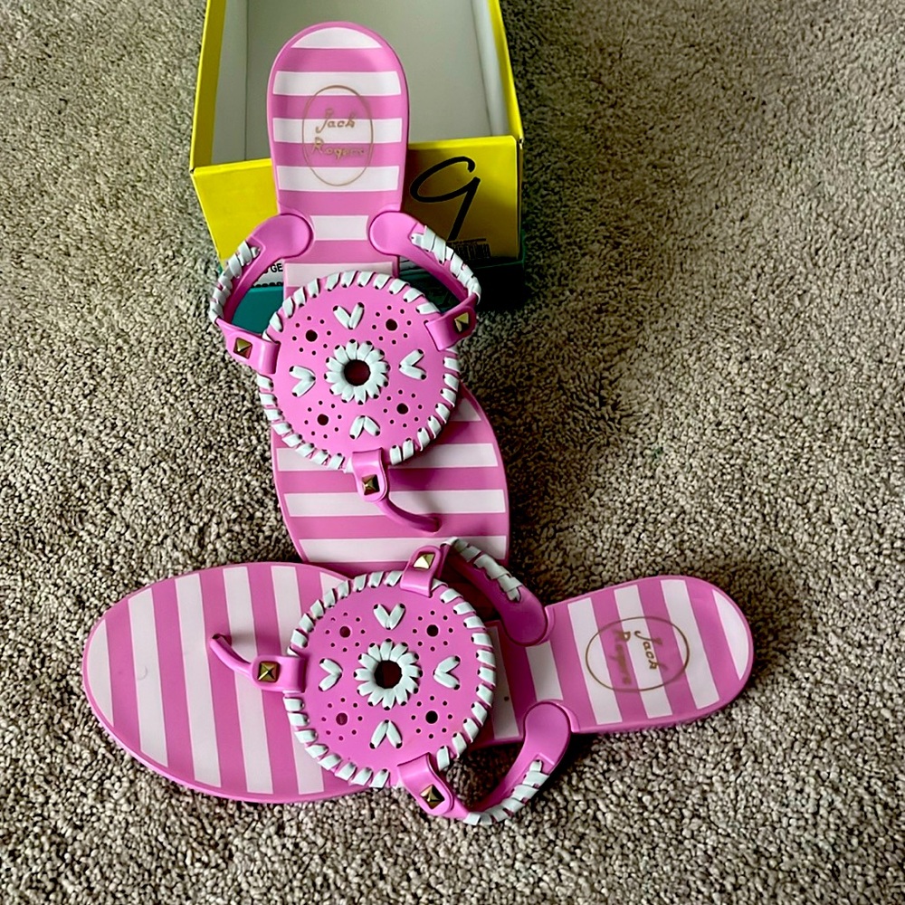 Jack Rogers pink and white stripe sandal NWT